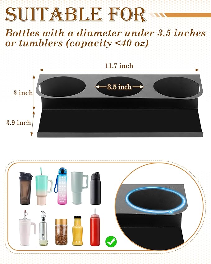 2 Pack Magnetic Tumbler Holder for Stanley 30 & 40 oz Cup - Strong Magnet - Water Bottle Organizer for Fridge, Cabinet, Office - Fit Stanley Cup Accessories