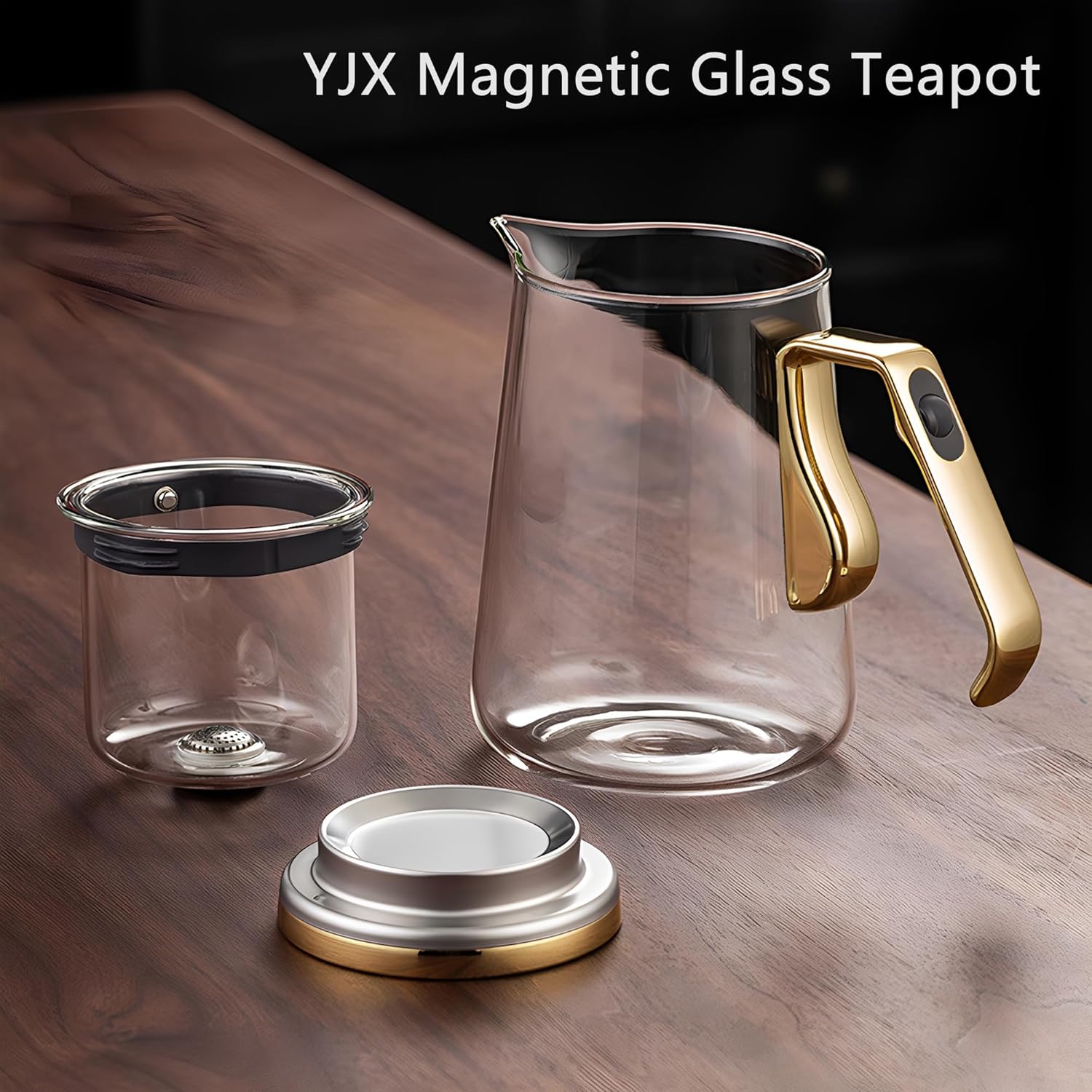 25.4oz Magnetic Glass Teapot Set with 60.9oz Cast Iron Tea Kettle for Stovetop, Small Enchanted Brewing Tea Pot, Witchcraft Magic Borosilicate Tea Set with Strainer for Loose Leaf