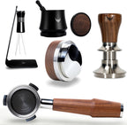 54mm Espresso Tools Kit Walnut Breville Accessories Includes Espresso Shaker, Spring Loaded Coffee Tamper, Leveling Tool, Bottomless Portafilter 54mm and Espresso Stirring Tool