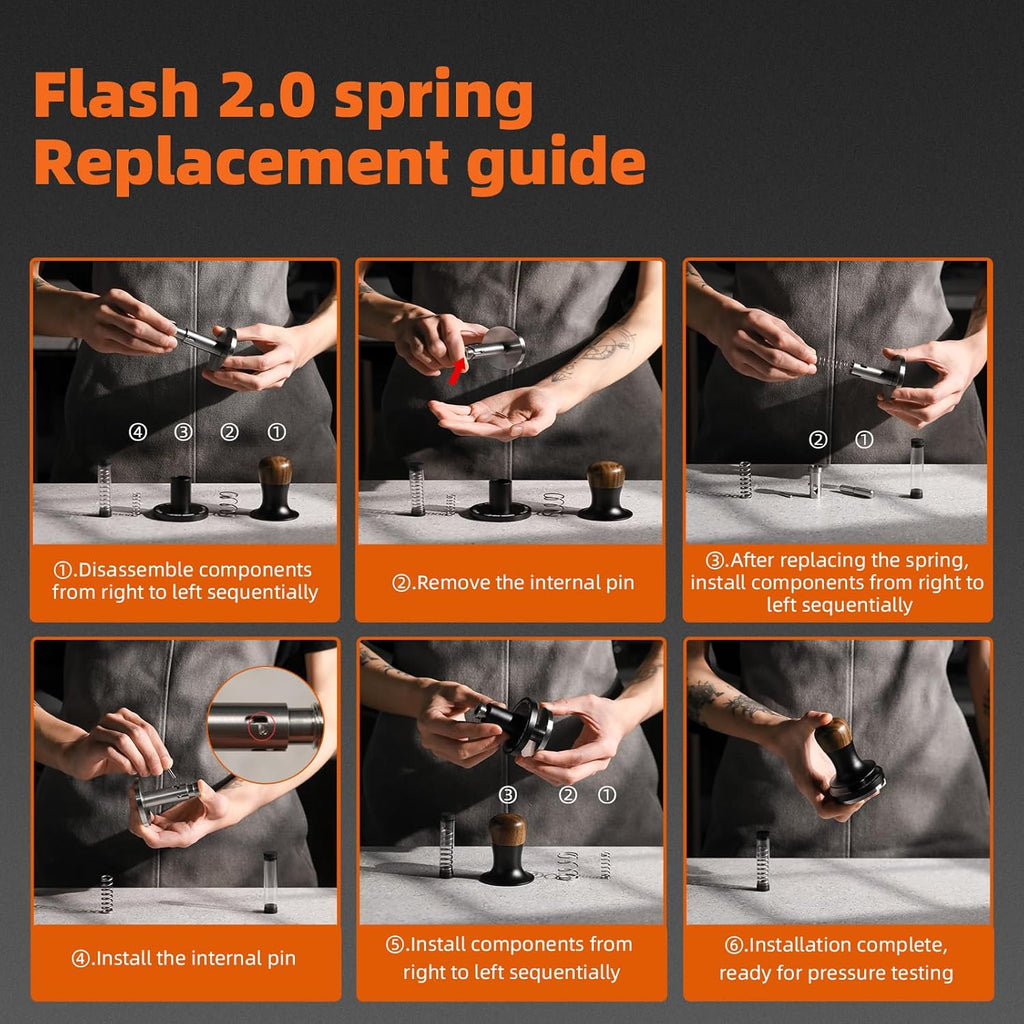 MHW-3BOMBER 58.35mm Calibrated Espresso Tamper 30lbs with Sound Feedback Espresso Tamper Set Comes with Three Additional Bases and A Replacement 20lbs Spring T6175T-OS