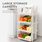 TidyFriend Large Stackable Storage Bins for Pantry - 4 Pack, Stackable Bins For Organizing Food, Kitchen, and Bathroom Essentials (White)