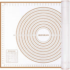 Silicone Pastry Mat Extra Thick Large Non Stick Baking Supplies Kitchen Counter Cooking Rolling Dough Sheet Pie Crust Sourdough Bread Oven Liner with Measurement (XXL-24''(W)*32''(L), 3#Gold)
