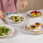 AmorArc Ceramic Dinnerware Sets,Stoneware Handmade Reactive Glaze Plates and Bowls Sets,Chip and Crack Resistant | Dishwasher & Microwave Safe,Dishes Set Service for 6 (18pc)