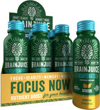 BrainJuice Decaf Brain Support Shot, Gluten Free Supplement Shots for Energy & Focus, Healthy Drinks with Alpha GPC, Vitamin B & Decaffeinated Green Tea Leaf, Classic, 2.5 fl oz, 12 Pack