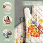 Maison d' Hermine 100% Cotton Oven Mitt & Pot Holder Set (7.5"x13" & 8"x8") Heat Resistant BBQ Cooking Gloves with Loop, Baking, Grilling, Kitchen, Handling Hot Pans (Lumina)