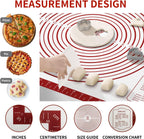 Silicone Baking Pastry Mat, Non Stick Dough Rolling Sheet with Measurement, Nonslip Kitchen Counter Mat, Oven Liner Mat Fondant Dough Kneading Mat for Making Cookies Macarons Bread Pizza