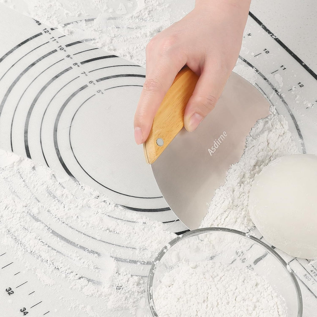Dough Cutter, Dough Scraper with Wooden Handle and Food Grade Stainless Steel Blade, Pastry Scraper, 15CM, 2Pcs