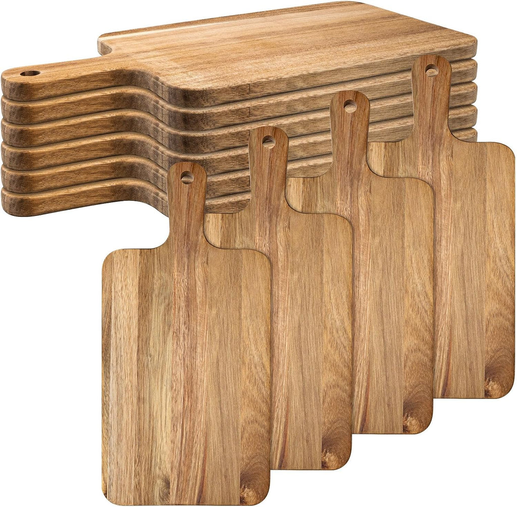 10 Pcs Acacia Wood Cutting Board with Handle,Wooden Chopping Boards Kitchen Cutting Board for Meat Bread Fruit Cheese Serving Board Charcuterie Boards Chopping Blocks,7.8x15.7in