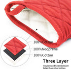 1 Pair Short Oven Mitts, Heat Resistant Silicone Kitchen Mini Oven Mitts for 500 Degrees, Non-Slip Grip Surfaces and Hanging Loop Gloves, Baking Grilling Barbecue Microwave Machine Washable