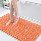 Arotive Luxury Chenille Bathroom Rug Mat, Extra Soft Thick Absorbent Shaggy Bath Rugs, Non-Slip Machine Wash Dry, Plush Bath Mats for Bathroom, Shower and Tub, 60x24, Coral