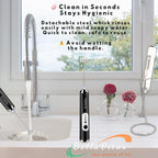 Milk Frother Handheld Rechargeable 3-Speed Electric Frother Wand Whisk Foam Maker Drink Mixer with Stand, 2 Whisks, Spice Shaker, Art Stencils, Art Pen for Coffee Latte, Cappuccino, White