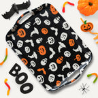 Oasis Choice 2-Pack Halloween Bamboo Fiber Serving Trays - 18x13 Inch Large Platters w/Handles for Horror Party, Birthday,BBQ, Buffet - Pumpkin, Bat & Skeleton Decor (Spooky Black, 18inch)