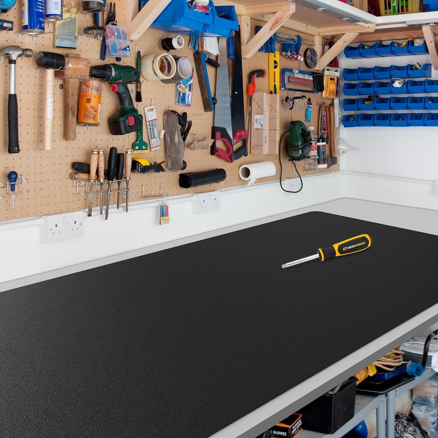 Black Plastic Table Cover Protector, 42" x 78" Waterproof Easy Flat PVC Desk Pad Mat, 1.5mm Thick Rectangle Vinyl Table Top Protector for Dining Room Table, Office, Dresser