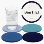 Graf Lantz - Bierfilzl Merino Wool Round Coasters Set of 4 - Ocean (4" Circles) - Absorbs 30% of Weight - German Wool - Heat Resistant, Sustainable, & Reusable - Home Decor & Coffee Table Decor