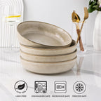 GBHOME 9'' Large Ceramic Pasta Bowls, 38oz Stoneware Pasta Serving Bowls Set of 4 for Kitchen, Wide Bowls for Fruit,Pasta,Salad,Oatmeal,Meal, Microwave Safe, Reactive Glaze-Cappuccino