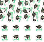 Gyufise 48Pcs Edible 2025 Graduation Theme Cupcake Toppers Wafer Paper Graduation Hat Graduate Cupcake Picks Green