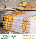 Urban Villa Kitchen Towels 100% Cotton Pack of 6, Highly Absorbent Quick Drying Super Soft Premium Dish Towels for Kitchen with Hanging Loop Hand & Tea Towels - 20x30 Inch, (Yellow & White, Striped)