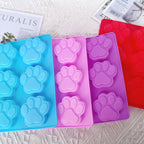 Puppy Dog Paw Silicone Molds,Non-Stick Food Grade Silicone Molds for Chocolate, Candy, Jelly, Ice Cube, Dog Treats Baking Mould(Set of 4PCS) (Blue Pink Purplish Red)