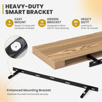 36 Inch Floating Shelves, 9.3" Deep Floating Shelf Wall Mounted, 36" Wall Shelves, Rustic Deep Bookshelf, Large Display Shelves & Storage Shelves for Bedroom, Living Room, Light Brown, Set of 2