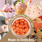 Twisweet Orange Pearl Sprinkles for Cake Decorating, Edible Sugar Pearls for Baking, Mix Size, Cake Topper Cupcake Cookie Ice Cream Dessert Decorations, Halloween Birthday Autumn Party Supplies (130g/4.58oz)