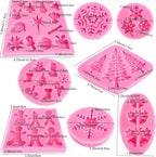 Christmas Silicone Molds Snowflake Molds Mini Xmas Fondant Chocolate Candy Cake Molds Christmas Snowman Tree Snowflake Holly Leaves Santa Claus Baking Molds for Xmas New Year Party Cake Decor