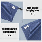 Fintale 100% Cotton Kitchen Towels and Dishcloths Set, 12 x 12 & 15 x 25 Inches, Set of 10 Bulk Super Soft and Absorbent Terry Cloth Dish Towels, Quick Drying Hand Towels with Hanging Loop, Navy Blue