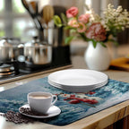 Winter Blue Snowman Dish Drying Mat Christmas Pine Tree Large Kitchen Mats Dish Drying Pad Xmas Absorbent Dish Dryer Mat for Kitchen Countertops Microfiber Drainer Pad Dish Drying Mats (18x24 in)