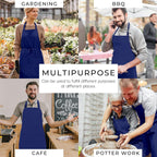 RAJRANG 100% Cotton Cooking Apron with 3 Pockets Kitchen Chef BBQ Adjustable Bib Aprons for Women Men