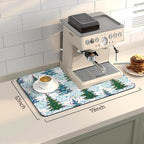 Bloss Coffee Bar Mat, Christmas 12"x19" Absorbent Bar Mat with Waterproof Rubber Back, Fit Under Coffee Maker Machine/Kitchen Counter
