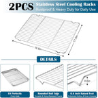 E-far Baking Sheet with Wire Rack (2 Pans + 2 Racks), Large Stainless Steel Cookie Sheets Pan & Cooling Rack for Baking Cookies Cake, Non Toxic & Heavy Duty, Oven & Dishwasher Safe, 18 x 13 x 1 Inch