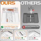 Expandable Large Silverware Organizer - BPA-Free Utensil Organizer for Kitchen Drawer, Adjustable Silverware Drawer Organizer Flatware Cutlery Tray for Spoons Forks Knives,10.2"-17.2" Wide