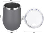 DOMICARE Stainless Steel Wine Tumbler Bulk with Lid, Personalized Insulated Tumblers Set, 12oz Travel Coffee Cups Pack of 8, Gray