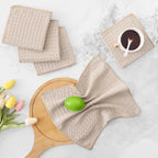 Homaxy Microfiber Waffle Weave Kitchen Dish Cloths, 12 x 12 Inch Ultra Absorbent and Solid Color Dish Towels for Kitchen Fast Drying Dishcloth for Washing Dishes, 6 Pack, Beige
