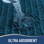 Arotive Luxury Chenille Bathroom Rug Mat, Extra Soft Thick Absorbent Shaggy Bath Rugs, Non-Slip Machine Wash Dry, Plush Bath Mats for Bathroom, Shower and Tub, 47x32, Peacock Blue