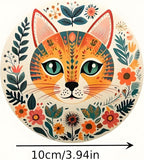 Coasters Set of 6, Wood Coasters for Drinks - Handcrafted Cat Design Thick Heat-Resistant for Beer, Coffee, Office, Bar, Farmhouse Home Decor, Tabletop Protection, for All Cups