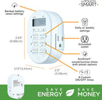 myTouchSmart Simple Set 7-Day Digital Timer, 1 Grounded Outlet Timer, Sunrise-Sunset Indoor Timer Outlet, Programmable ON/OFF Plug Timer, 125V Light Timer, Lamp Timer, Seasonal Lights, White, 33860