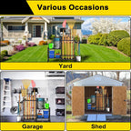 GIOTORENT 5 Tier Garden Tool Organizer, Metal Yard Tools Storage Rack, Garage Storage and Organization, Heavy Duty Garden Tool Organizer for Garage, Yard, Patio, Shed, Indoors and Outdoors, Black