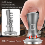 Coffee Tamper 51mm, Espresso Tamper with 2 Spring Loaded Tamper, Barista Coffee Tamper Tools with Aluminum Tamper Stand Holder, 100% Stainless Steel Flat Base Tamper for Espresso Machine(Silver)