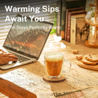 Sweese 12.5 oz Double Wall Glass Coffee Mugs Set of 2 - Insulated for Espresso, Latte, Tea Beverages