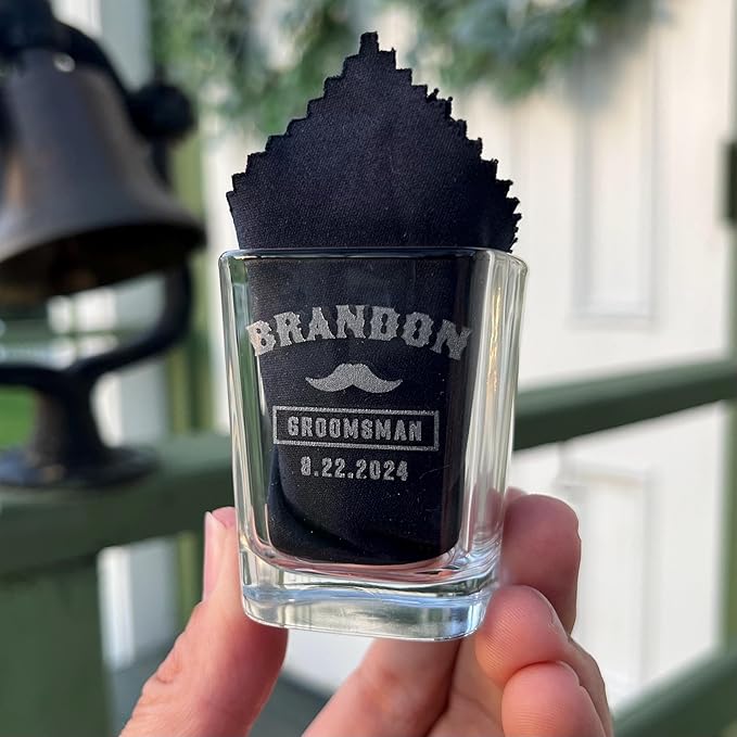 Groomsmen Shot Glasses - Personalized Wedding Party Gift or Proposal - 4 Pack