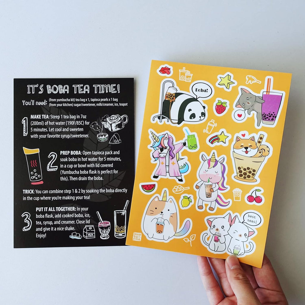 YUMBUCHA Boba Kit Set - DIY Boba Tea Making Kit with Strawberry Oolong & Tapioca Pearls - Create 10 Delightful Drinks - Exquisite Loose Leaf Teabags Included - Boba Tea Gift Set for Tea Lovers