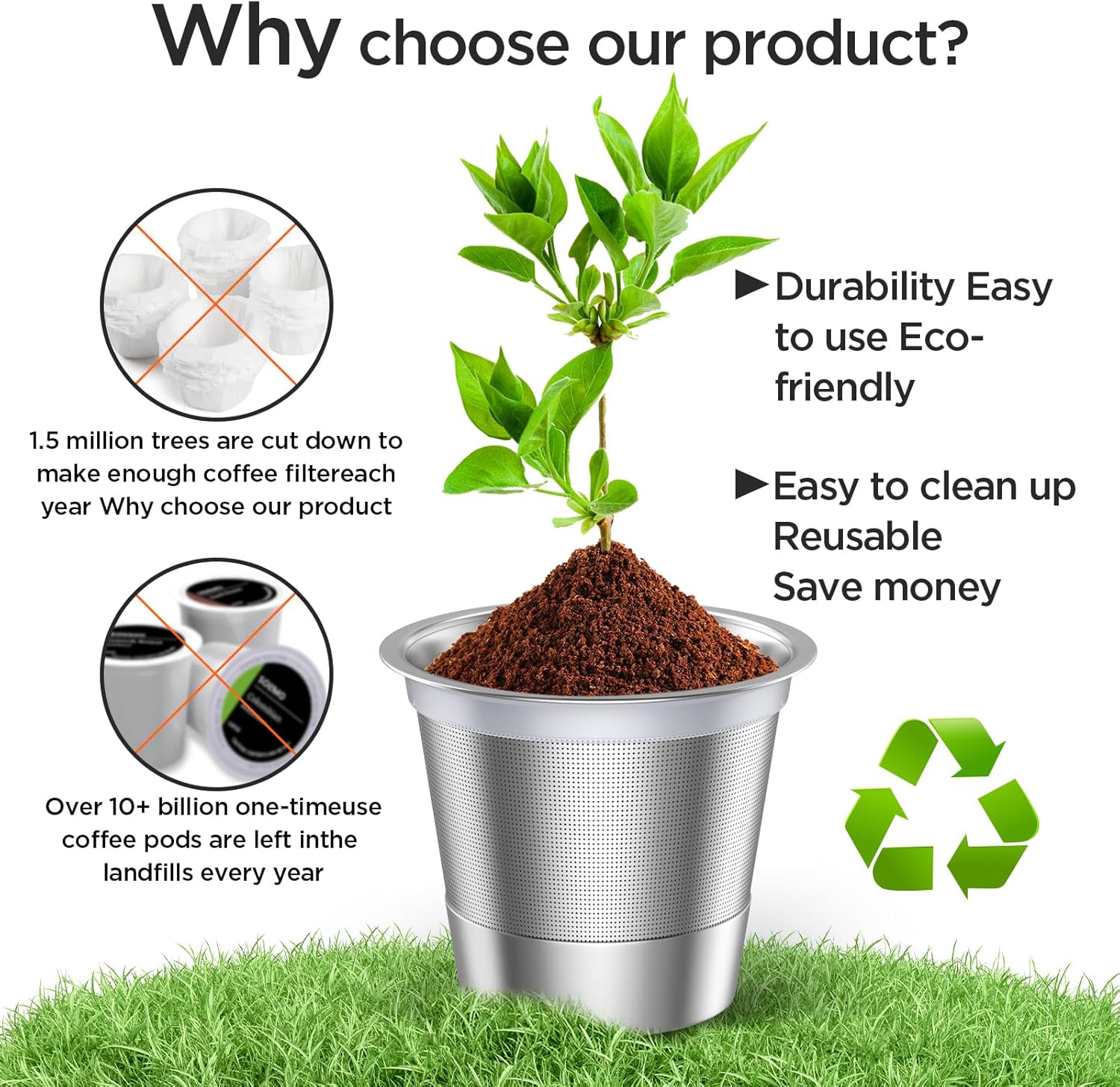 Reusable k Cups for keurig 2.0 1.0,Universal stainless steel Refillable k Cups Filter Use for Keurig all most of coffee Makers brewers(4pack)…