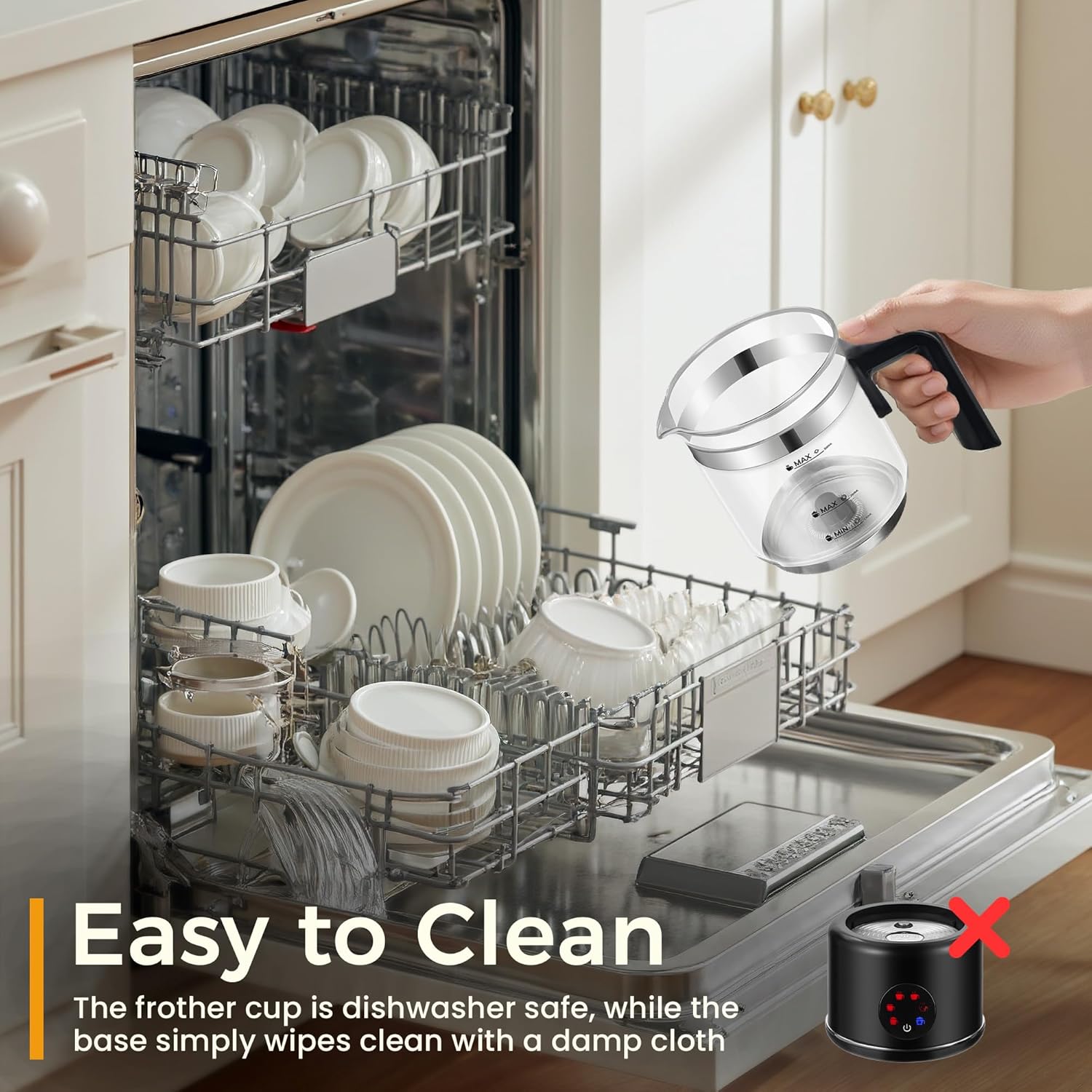 Milk Frother and Steamer, 6 in 1 Milk Steamer and Milk Warmer, 17oz Auto Shut Off Electric Frother with Touch Screen, Hot/Cold Foam Maker for Coffee, Latte, Cappuccino, Hot Chocolate