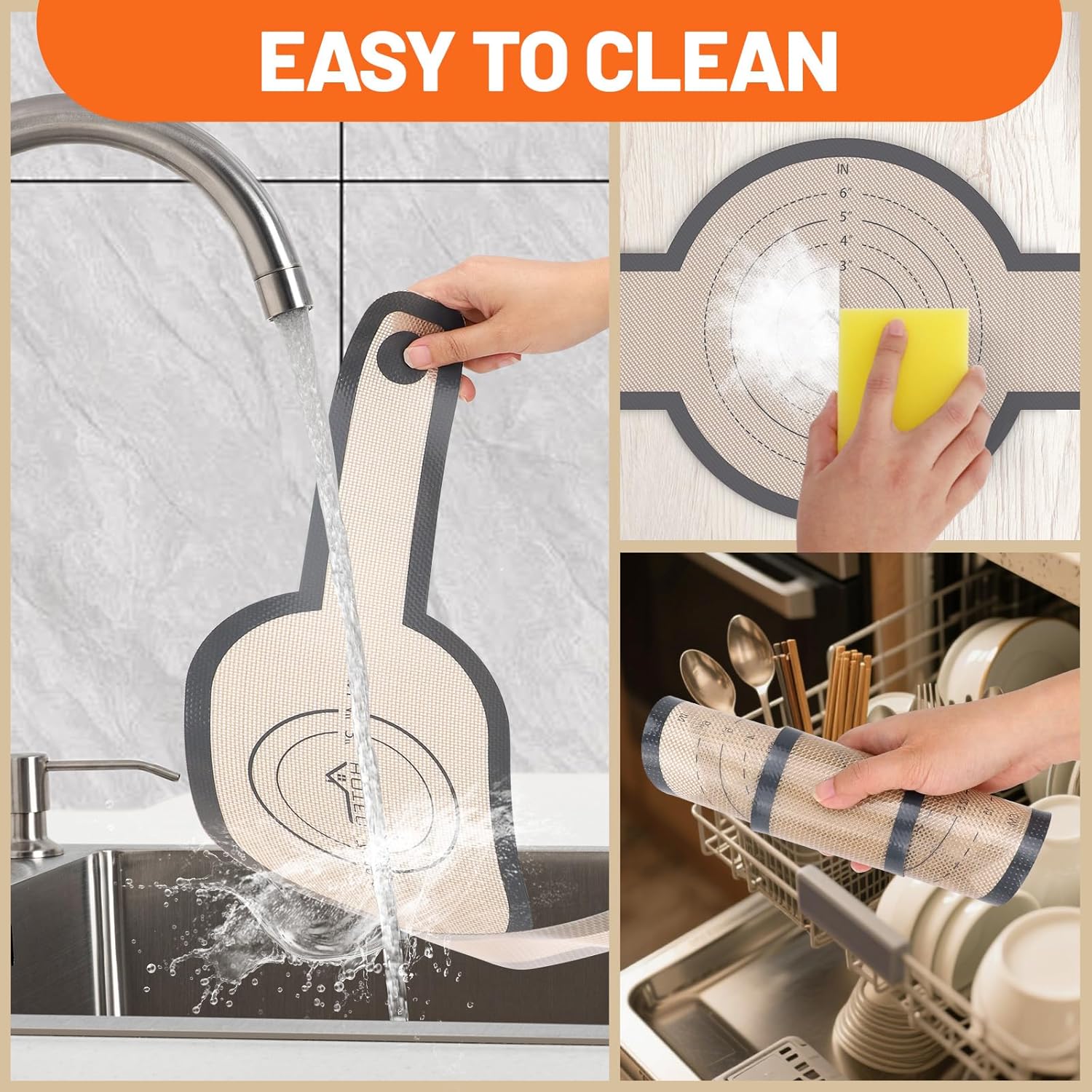 HOTEC Silicone Bread Sling for Dutch Oven - 2 Pack Non-Stick Baking Mat with Long Handle Easy to Transfer Sourdough Bread, Reusable Heat Resistant to 500°F/260°C Dutch Oven Liners Baking Supplies