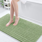 Arotive Luxury Chenille Bathroom Rug Mat, Extra Soft Thick Absorbent Shaggy Bath Rugs, Non-Slip Machine Wash Dry, Plush Bath Mats for Bathroom, Shower and Tub, 60x24, Sage Green