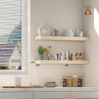 Vivelove Natural Wood Floating Shelves 36”，8 inch Deep Floating Shelf with Invisible Brackets, Unfinished Wall Shelves for Living Room, Bathroom, Kitchen, Bedroom, Home Decor, Set of 2 - Natural