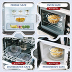 WhiteRhino Glass Mixing Bowls with Lids Set of 5（4.70QT,2.85QT, 1.69QT,1.11QT,0.85QT,Glass Bowls with Lids,Large Salad Bowls Space-Saving Nesting for Cooking,Baking,Prepping,Dishwasher Safe