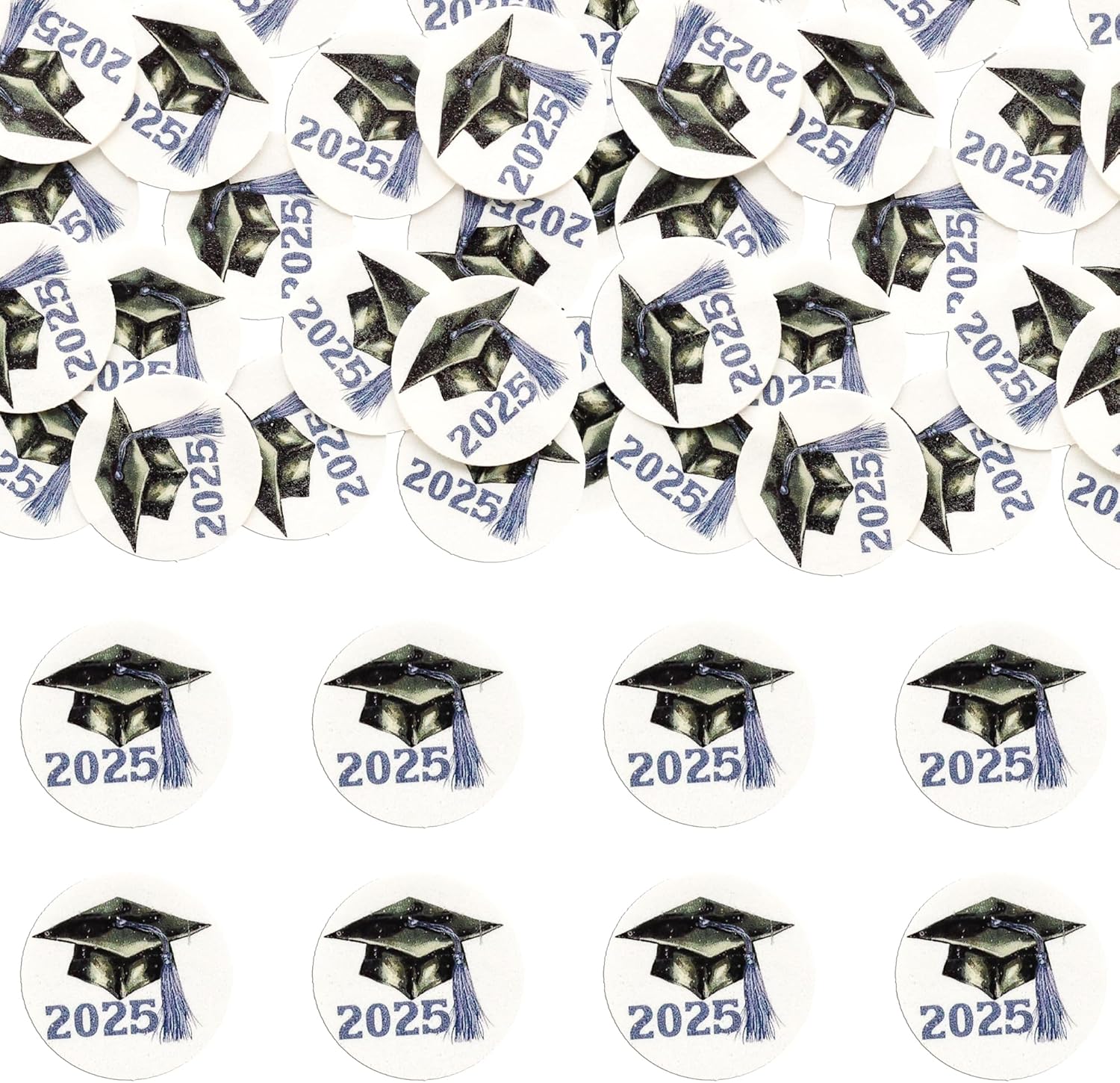 Gyufise 48Pcs Edible 2025 Graduation Cap Cupcake Toppers Wafer Paper Class of 2025 Grad Cap Cupcake Picks for 2025 Graduation Theme Party Cake Decorations Supplies Purple