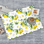 Tropical Lemon Leaves Dish Drying Mat, Highly Absorbent Microfiber Kitchen Counter Pad Reusable Washable, 18*24"