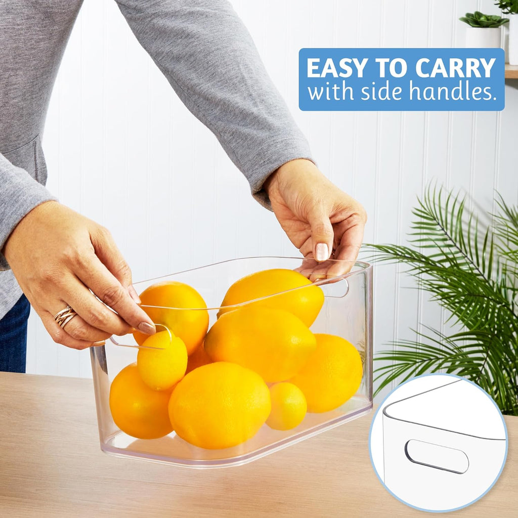 STORi Bliss 10" x 6" Open Clear Pantry Organizer Bin, Plastic Containers with Handle for Kitchen, Fridge, Cabinet, Closet, Bathrom, Undersink Storage Made in USA